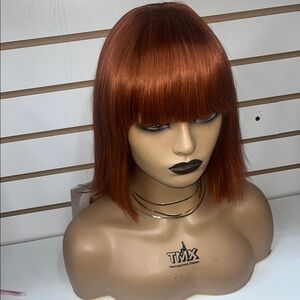 Brown Wig with Blunt Fringe and Sleek Cut 100% human hair 🍁🍁🍁🍂